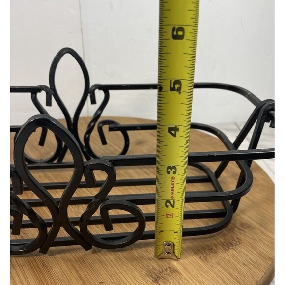 Wrought Iron Bread Basket Tray Loaf Fleur De Lis Brown Oil Rubbed Bronze Planter - Picture 10 of 12